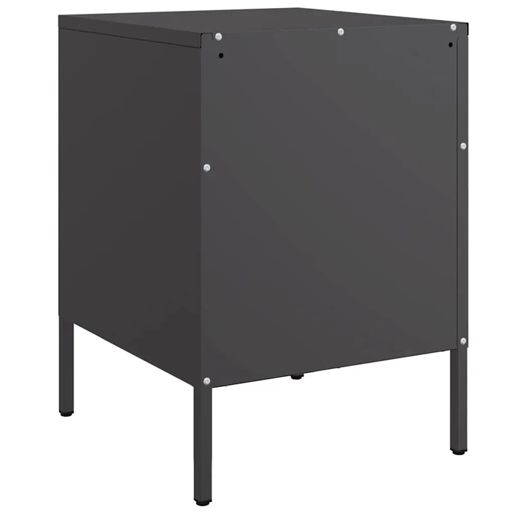 Industrial Style Black Bedside Cabinet with 2 Drawers