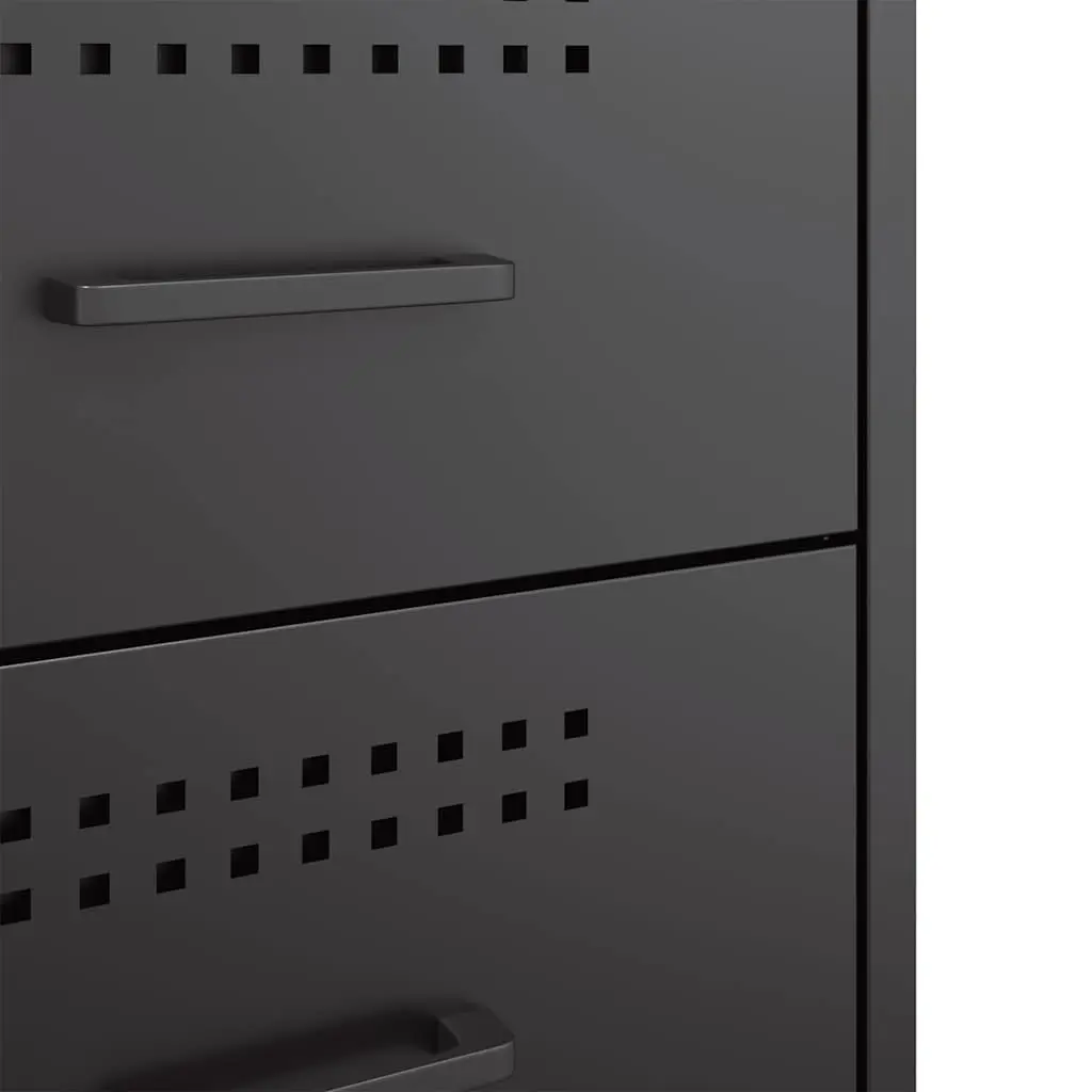 Industrial Style Black Bedside Cabinet with 2 Drawers