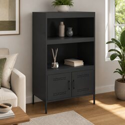 Industrial Style Highboard Storage Cabinet in Black
