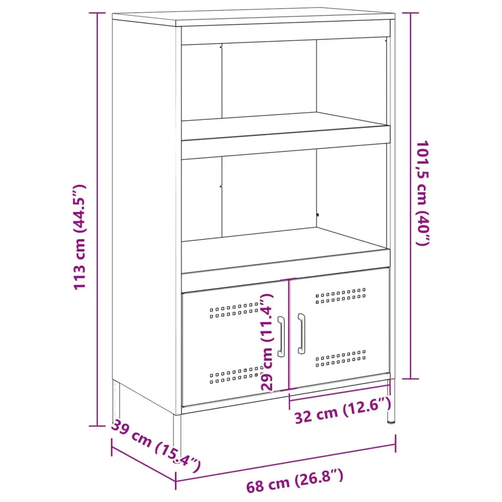 Industrial Style Highboard Storage Cabinet in Black