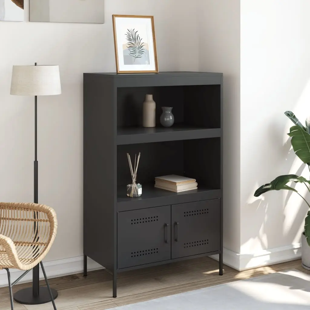 Industrial Style Highboard Storage Cabinet in Black