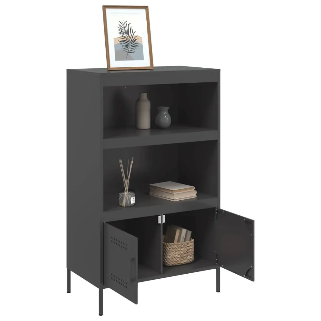Industrial Style Highboard Storage Cabinet in Black