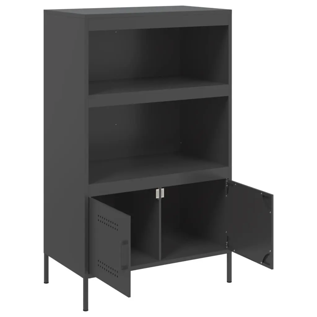 Industrial Style Highboard Storage Cabinet in Black