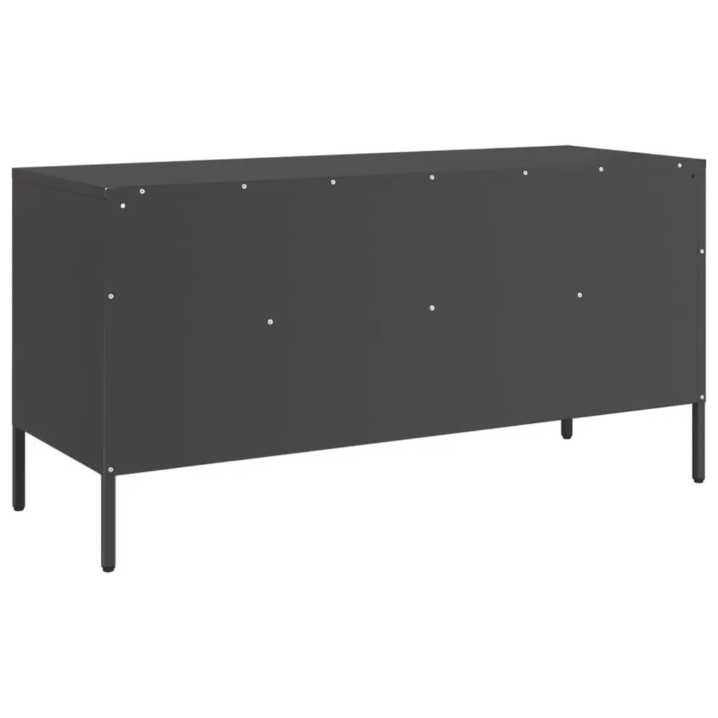 TV Cabinet Black Industrial Style 100.5cm Cold-Rolled Steel Frame Living Room Storage Unit