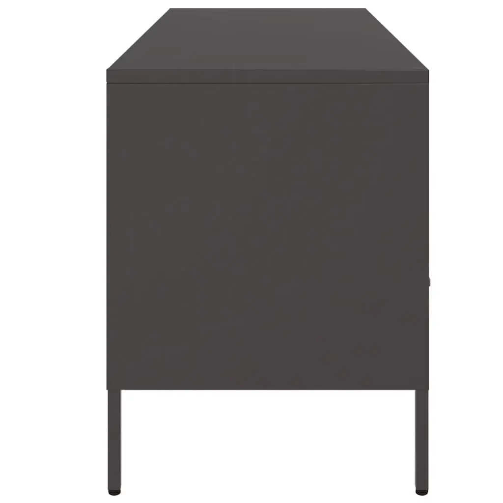 TV Cabinet Black Industrial Style 100.5cm Cold-Rolled Steel Frame Living Room Storage Unit