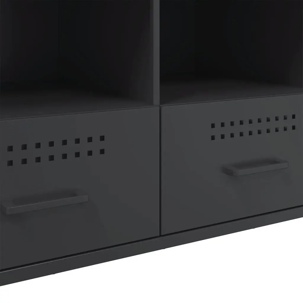 TV Cabinet Black Industrial Style 100.5cm Cold-Rolled Steel Frame Living Room Storage Unit