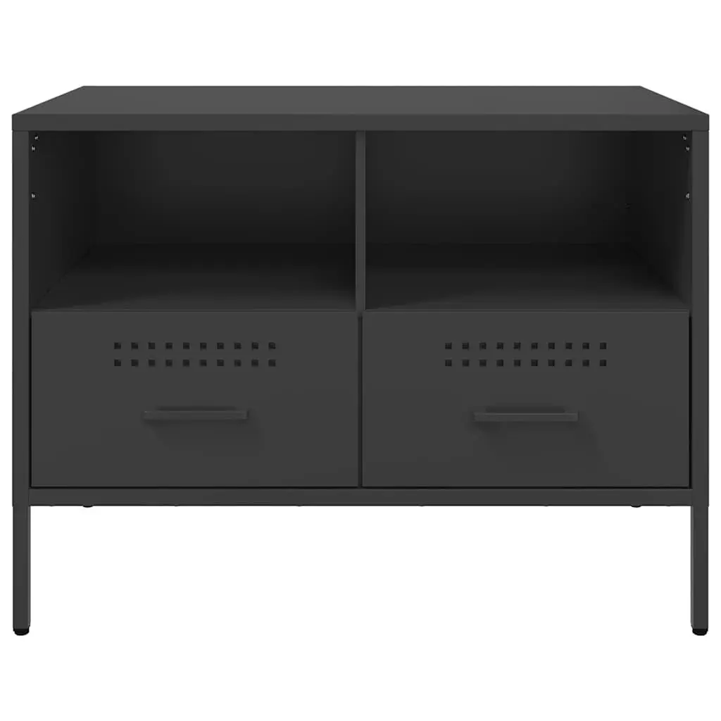 TV Cabinets Black Industrial 2 Piece Storage Unit Steel Frame