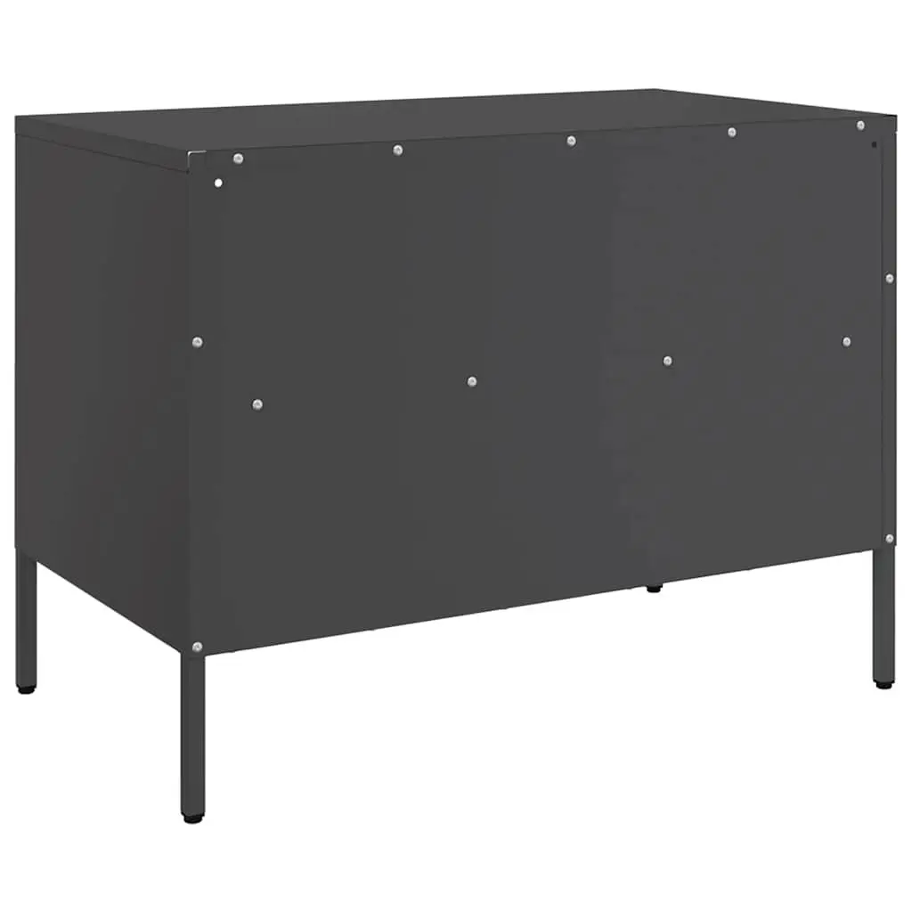 TV Cabinets Black Industrial 2 Piece Storage Unit Steel Frame