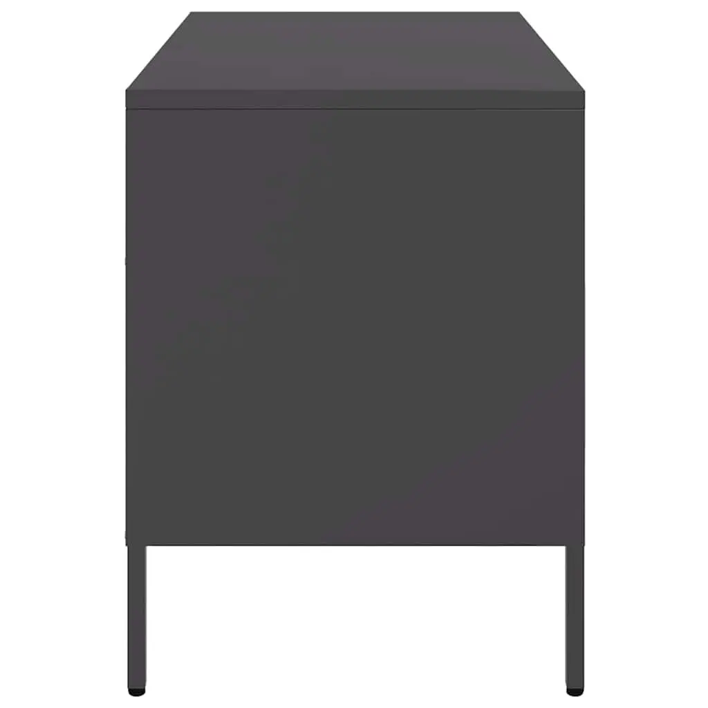 TV Cabinets Black Industrial 2 Piece Storage Unit Steel Frame