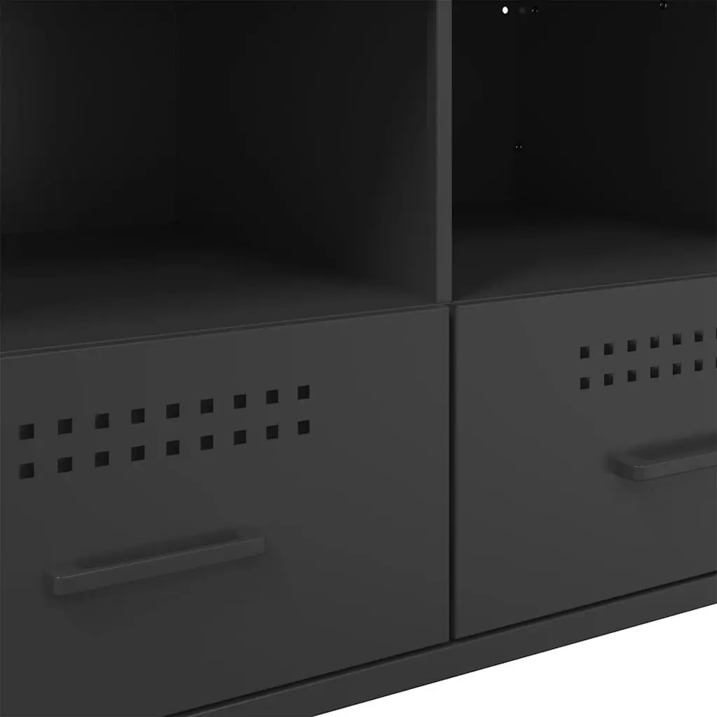 TV Cabinets Black Industrial 2 Piece Storage Unit Steel Frame