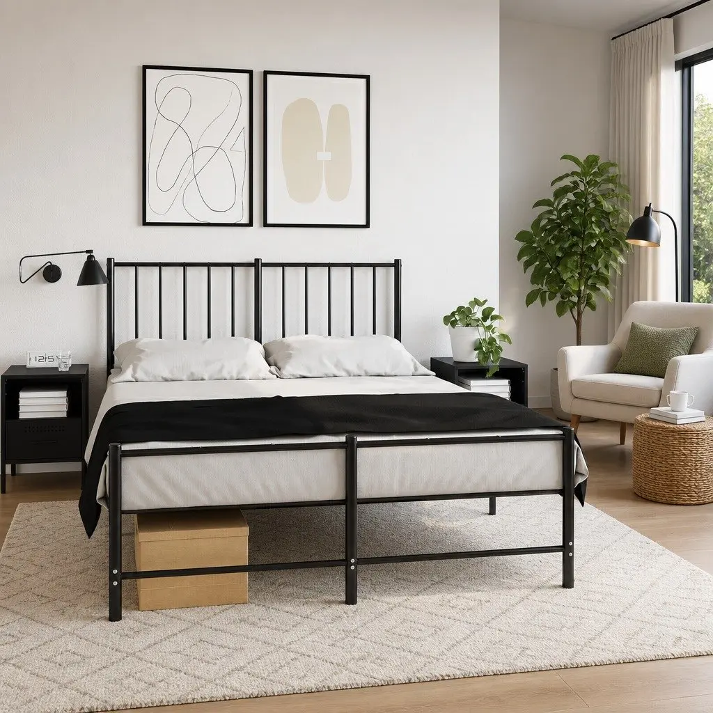 Black Industrial Steel Bedside Cabinets 2 pcs