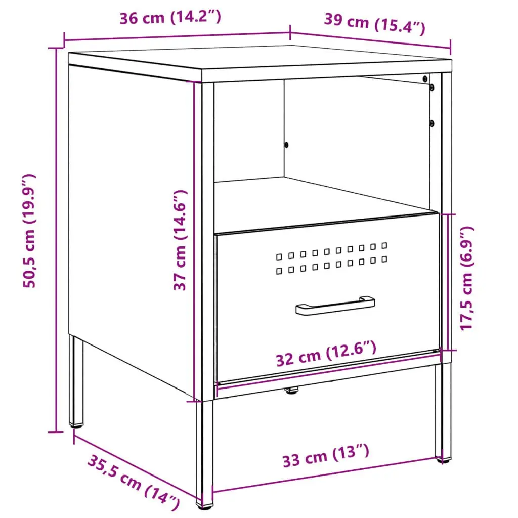 Black Industrial Steel Bedside Cabinets 2 pcs