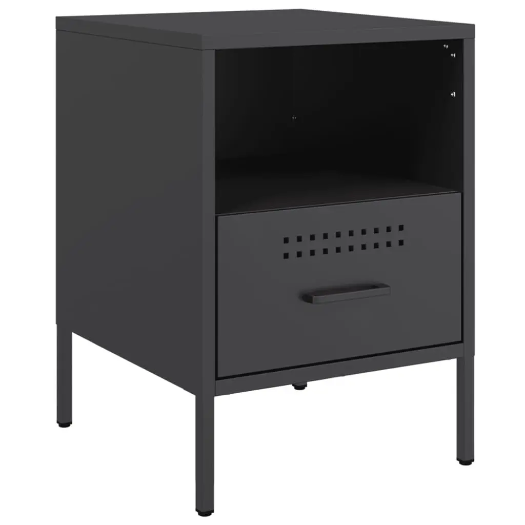 Black Industrial Steel Bedside Cabinets 2 pcs