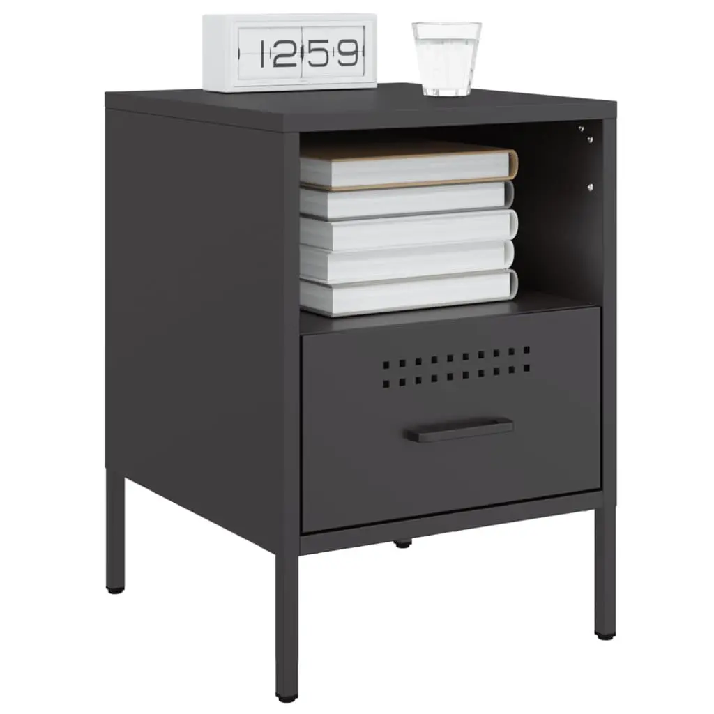 Black Industrial Steel Bedside Cabinets 2 pcs