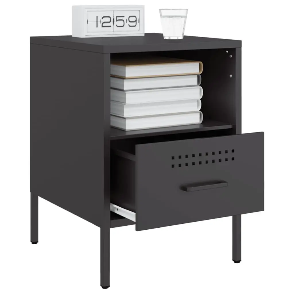 Black Industrial Steel Bedside Cabinets 2 pcs