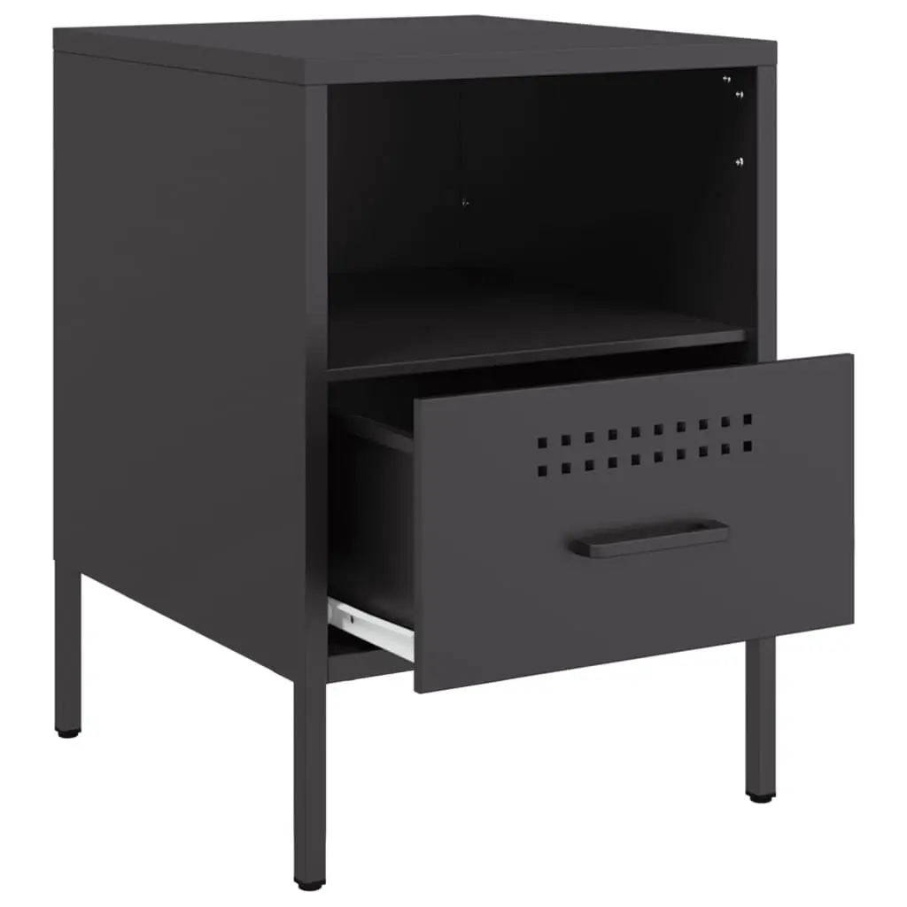 Black Industrial Steel Bedside Cabinets 2 pcs