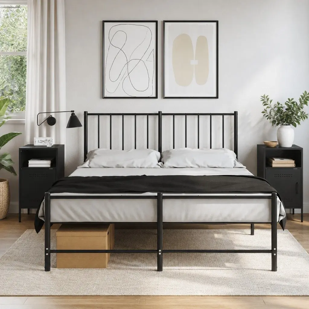 Bedside Cabinet 2 pcs Black 36x39x68 cm Industrial Storage Nightstand Table