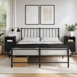 Set of 2 Black Bedside Cabinets 36x39x68 cm