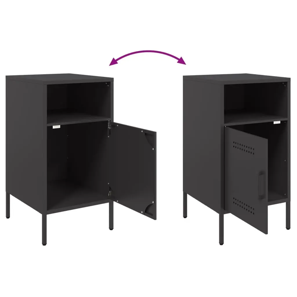 Bedside Cabinet 2 pcs Black 36x39x68 cm Industrial Storage Nightstand Table