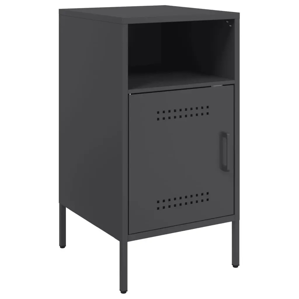Bedside Cabinet 2 pcs Black 36x39x68 cm Industrial Storage Nightstand Table
