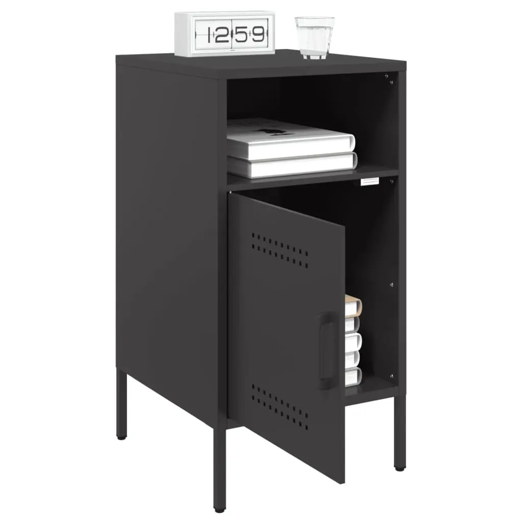 Bedside Cabinet 2 pcs Black 36x39x68 cm Industrial Storage Nightstand Table