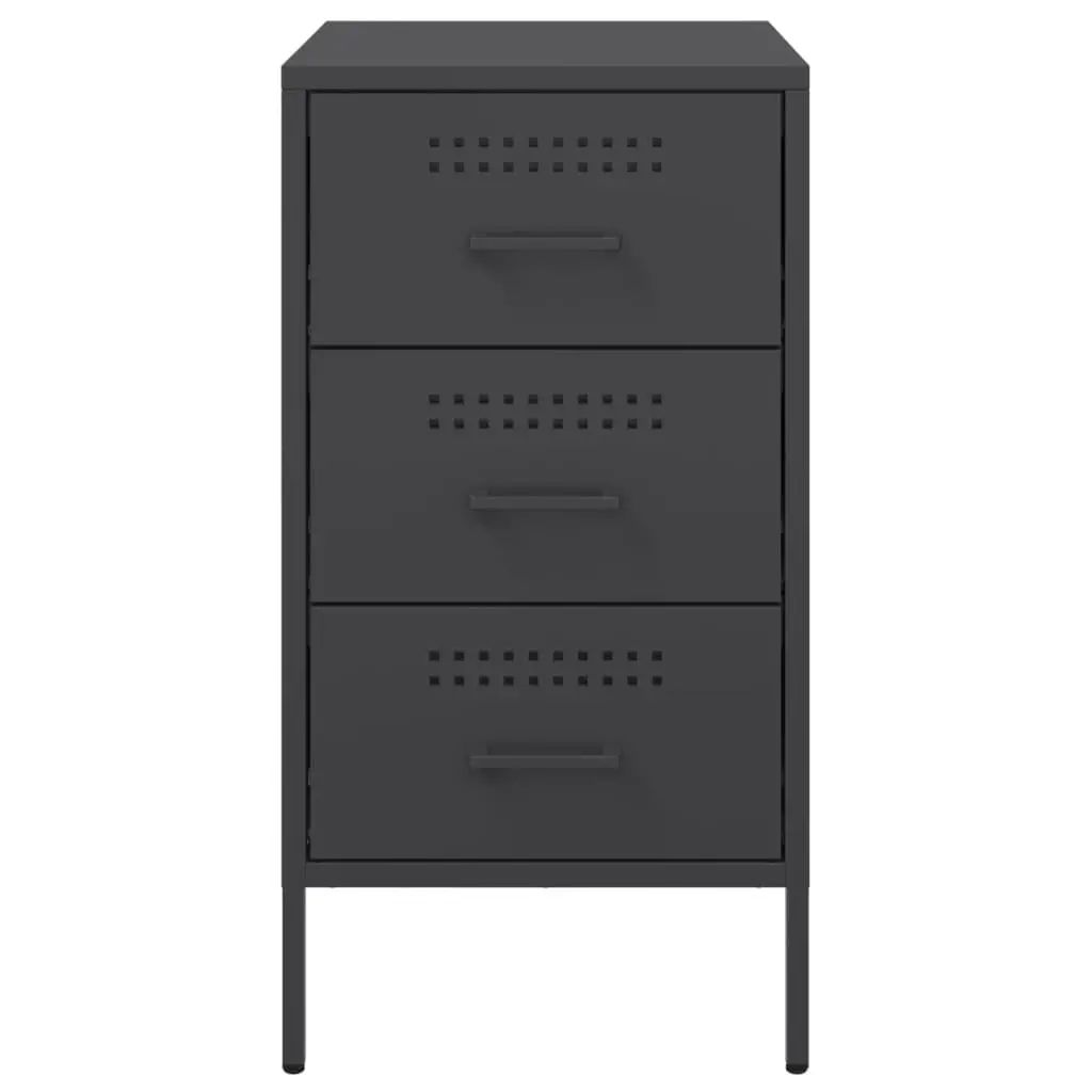 Bedside Cabinets Industrial Style Black 36x39x68 cm Cold-rolled Steel 2 Piece