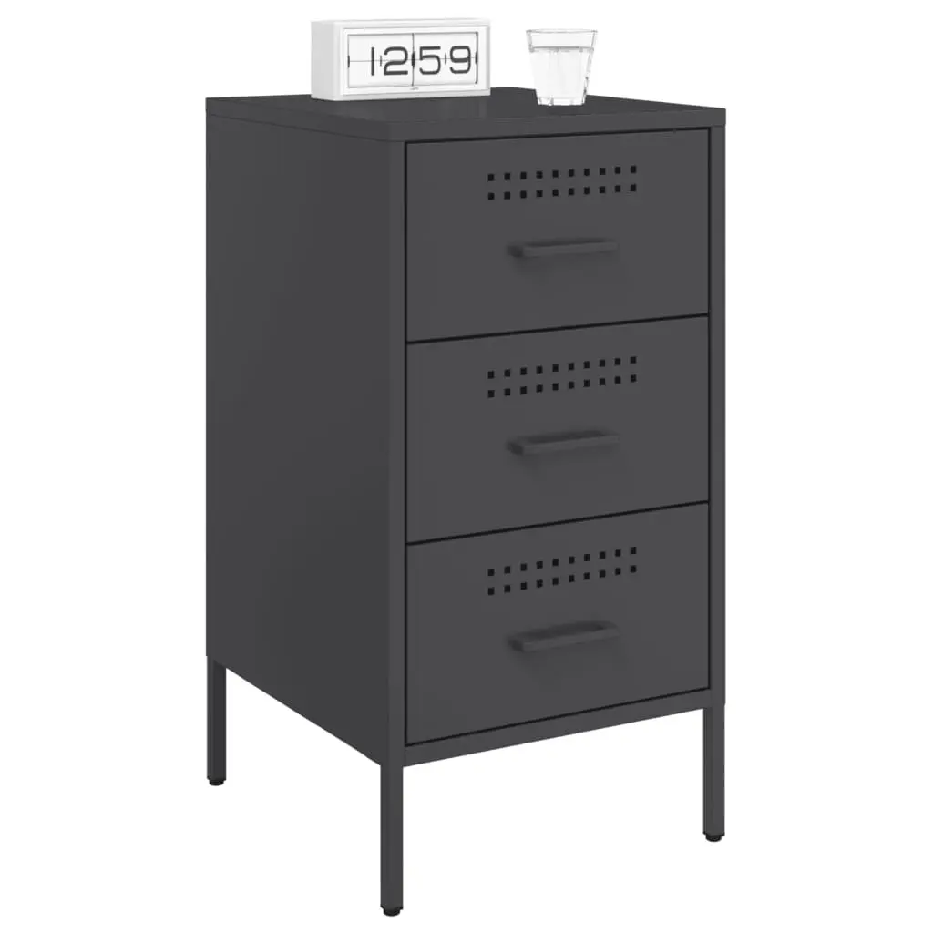 Bedside Cabinets Industrial Style Black 36x39x68 cm Cold-rolled Steel 2 Piece