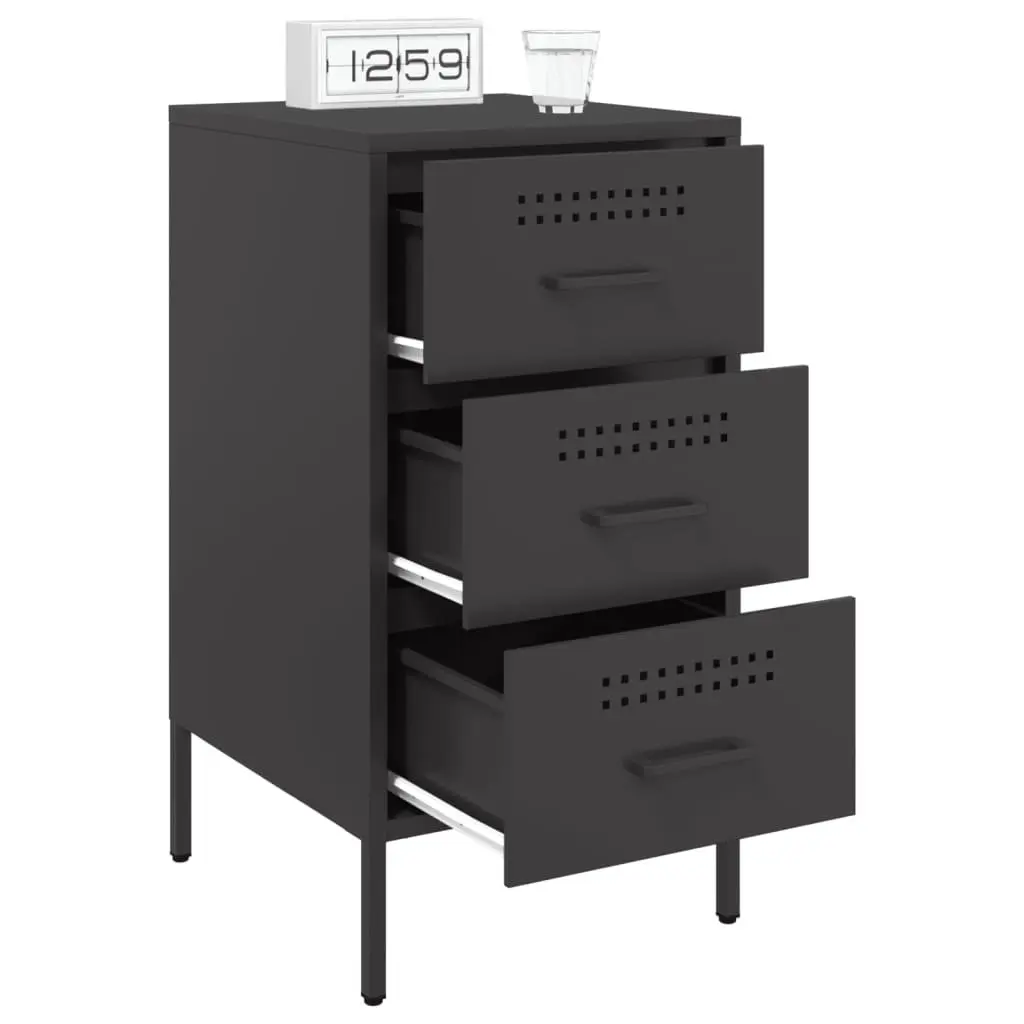 Bedside Cabinets Industrial Style Black 36x39x68 cm Cold-rolled Steel 2 Piece