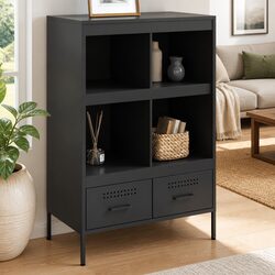 Black Highboard Cabinet 68x39x101.5cm for Storage