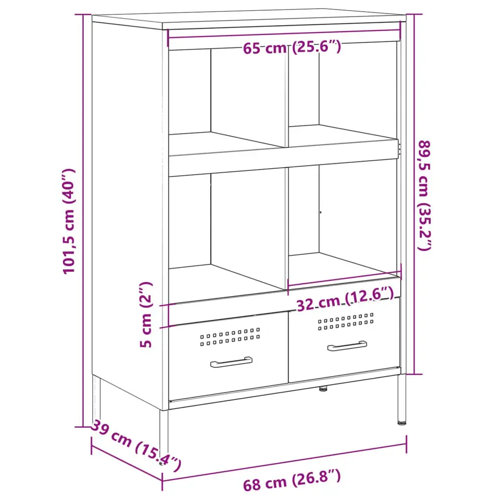 Black Highboard Cabinet 68x39x101.5cm for Storage
