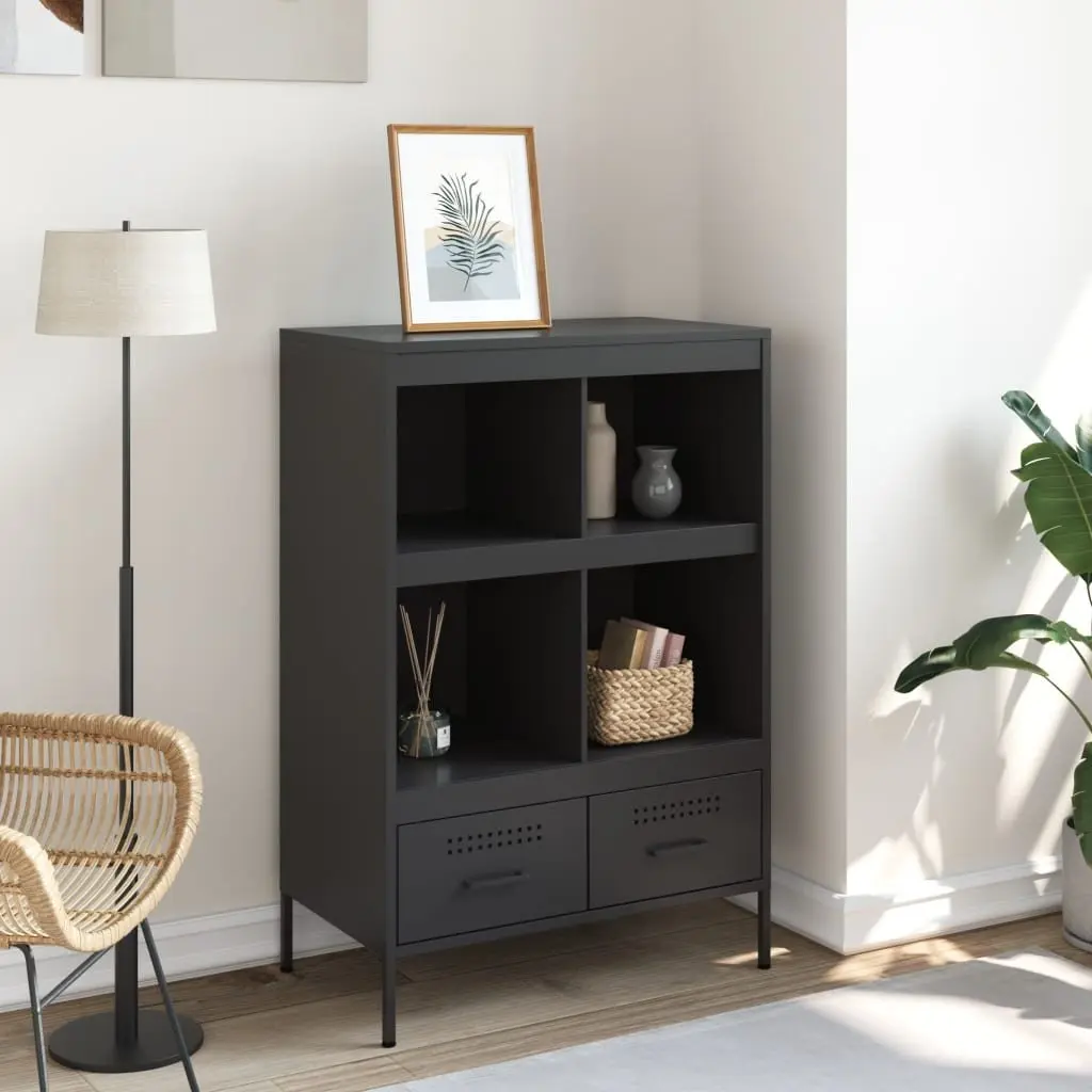 Black Highboard Cabinet 68x39x101.5cm for Storage