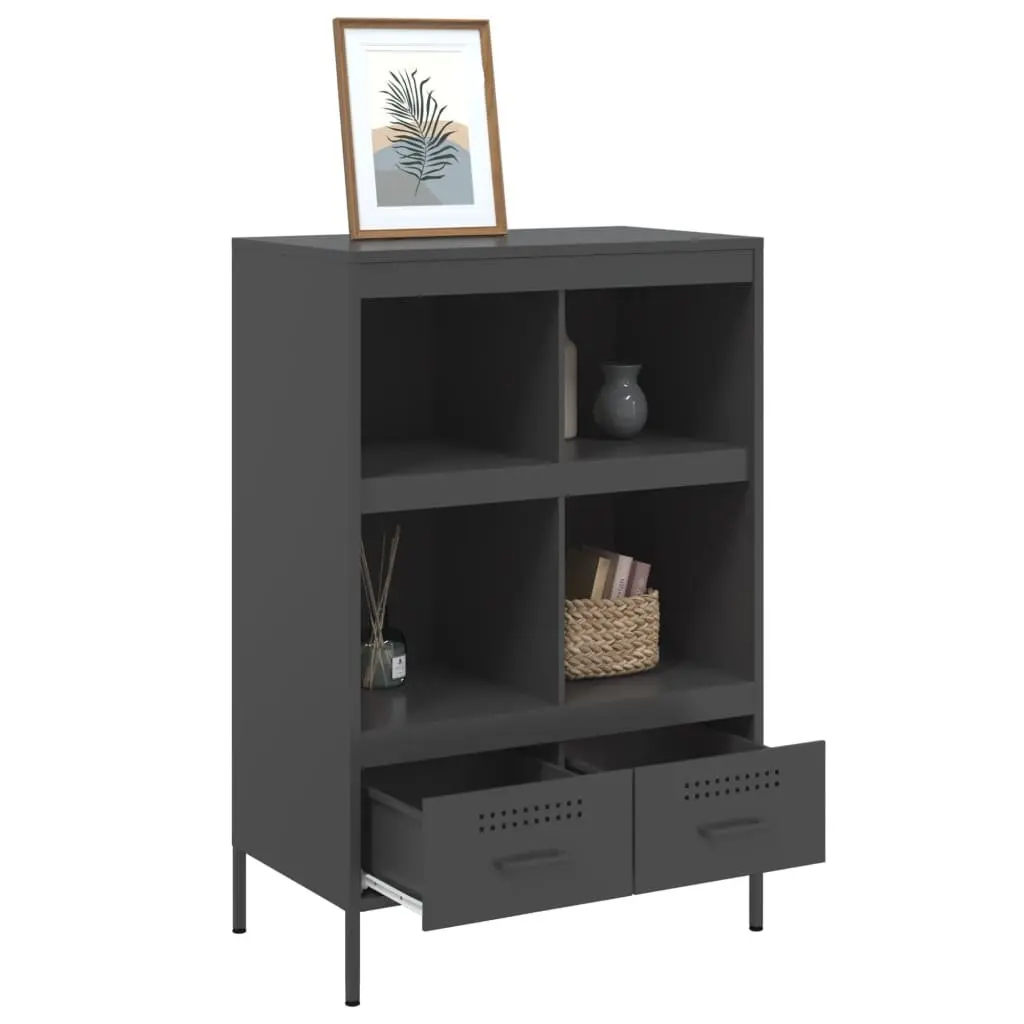 Black Highboard Cabinet 68x39x101.5cm for Storage