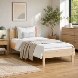 Solid Wood Pine Single Bed Frame 92x187 cm