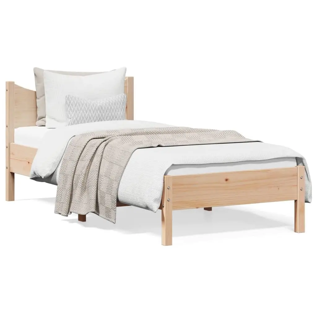 Solid Wood Pine Single Bed Frame 92x187 cm