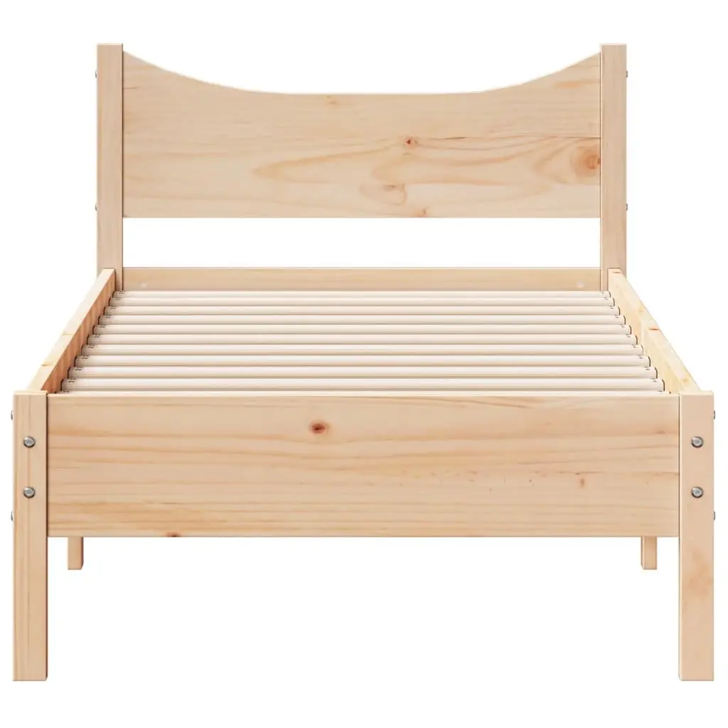 Solid Wood Pine Single Bed Frame 92x187 cm