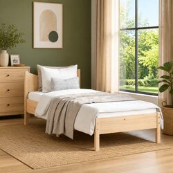 Cozy Solid Wood Pine Bed Frame 90x190 cm in Brown