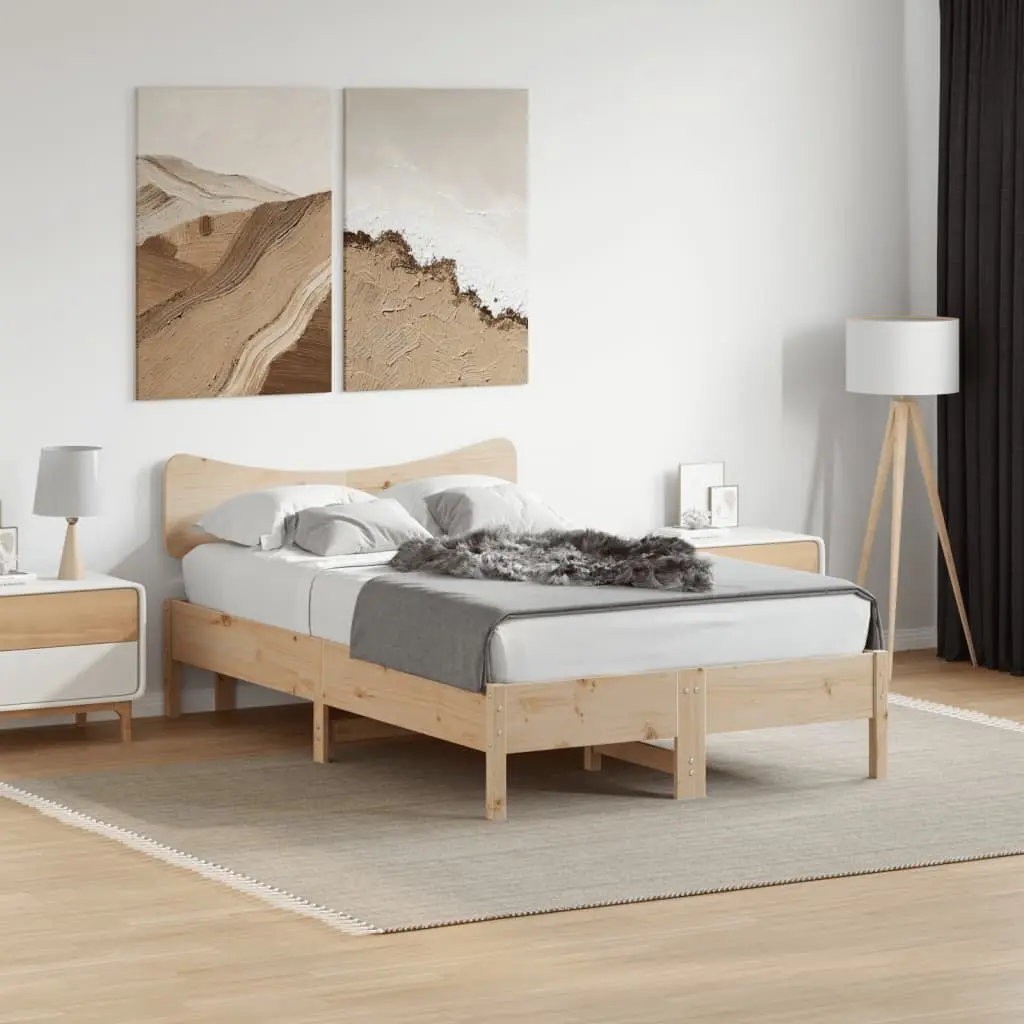 Wooden Headboard Brown 135 cm Solid Pine Wood Bedroom Bed Frame Back Support