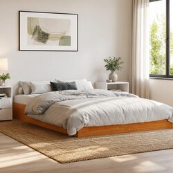 Pine Wood Bed Frame in Brown 150x200 cm