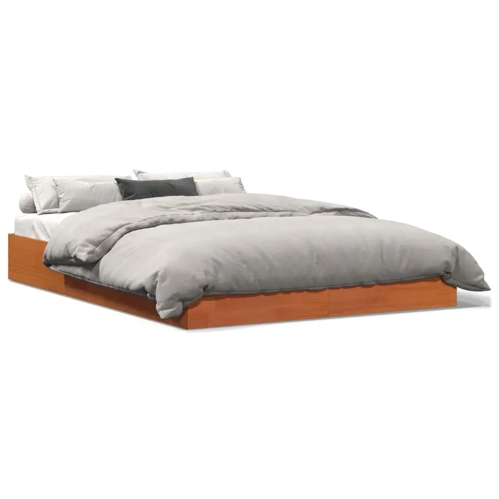 Solid Pine Wood Bed Frame Brown 150x200 cm Sturdy Construction for Bedroom Platform