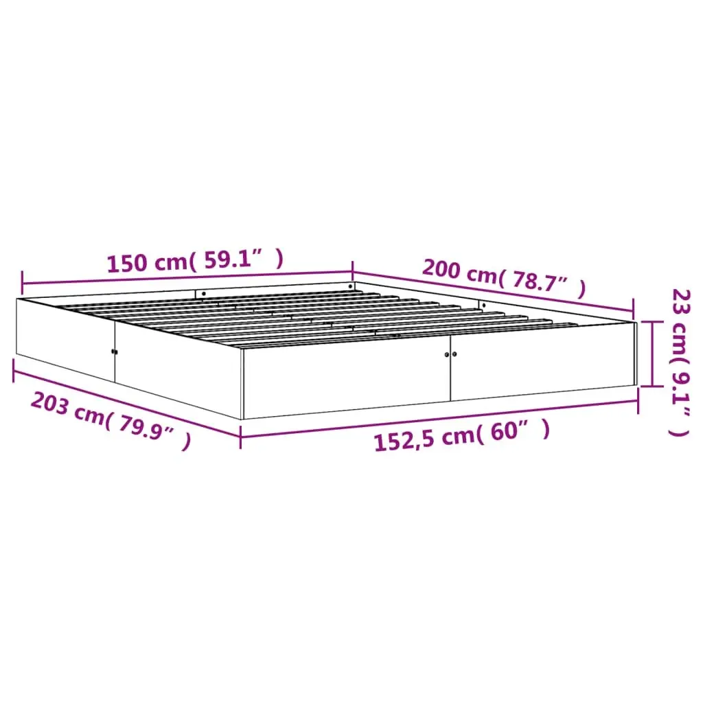 Solid Pine Wood Bed Frame Brown 150x200 cm Sturdy Construction for Bedroom Platform