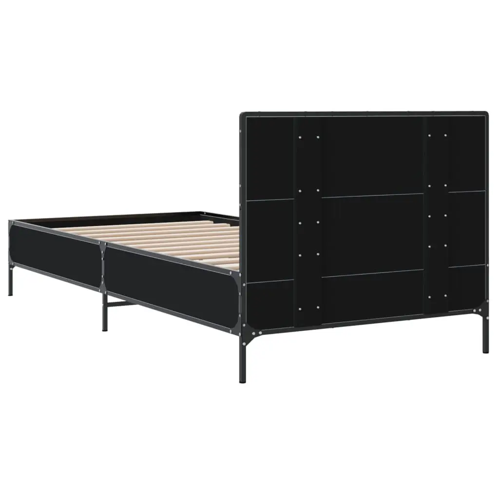 Black Bed Frame with Headboard 90x190 cm