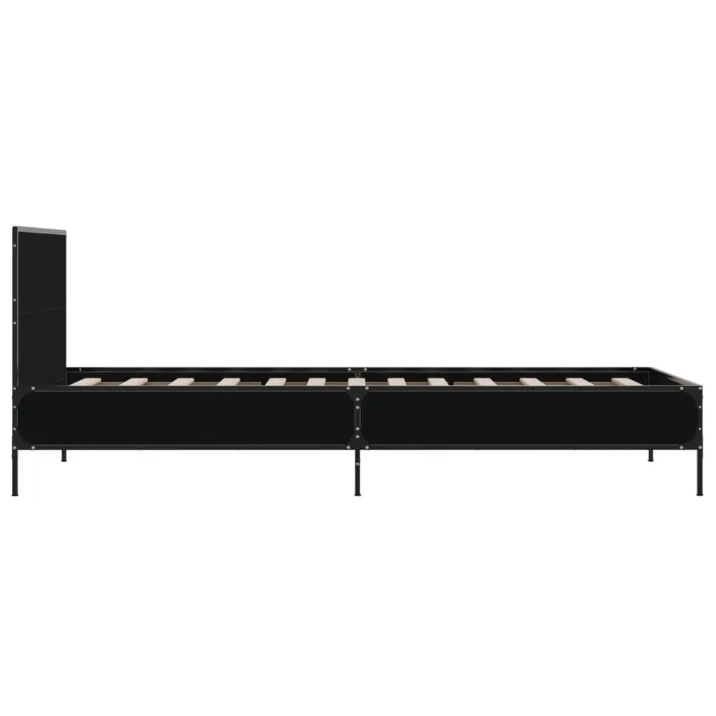 Black Bed Frame with Headboard 90x190 cm