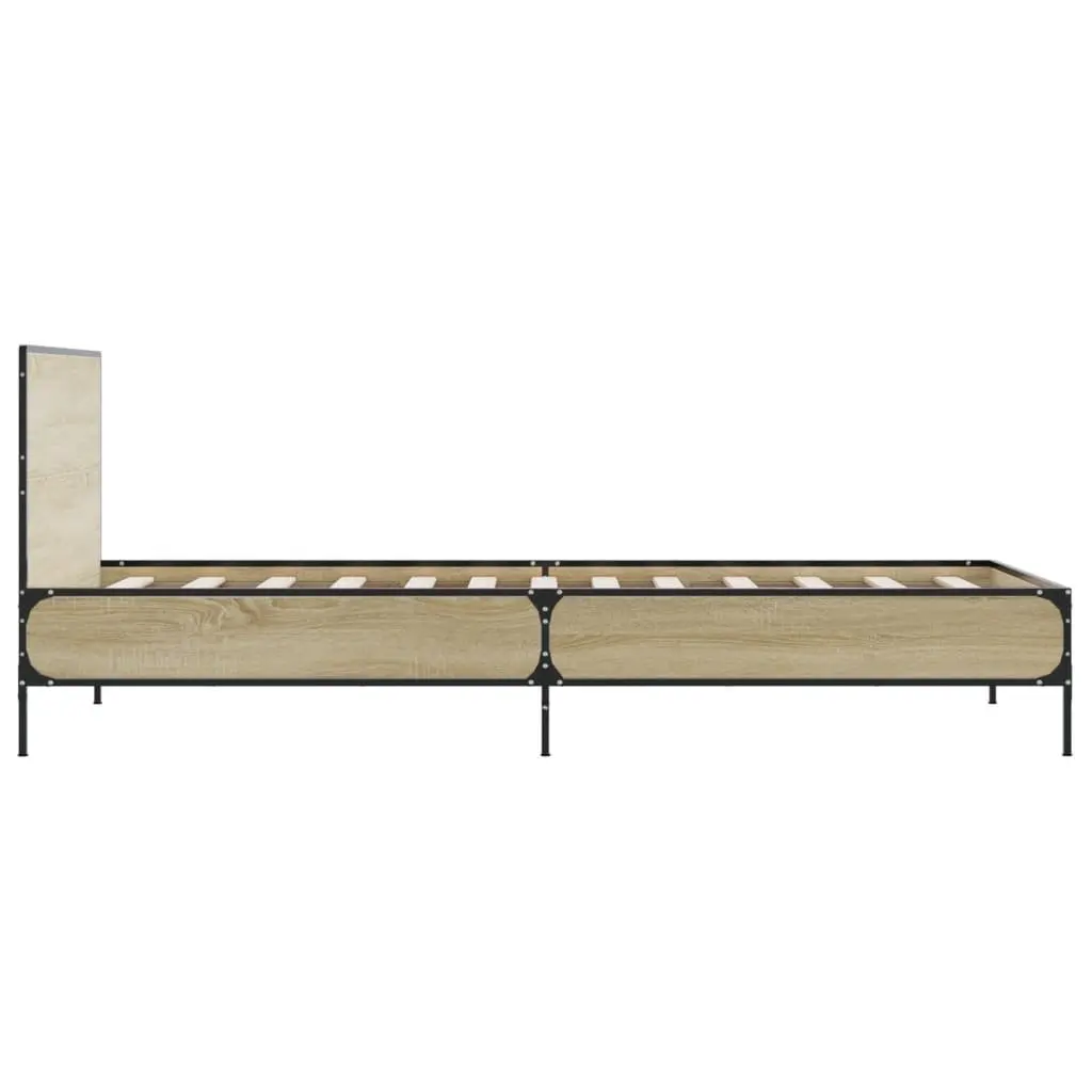 Bed Frame Brown 90x190cm Wooden Slats Headboard