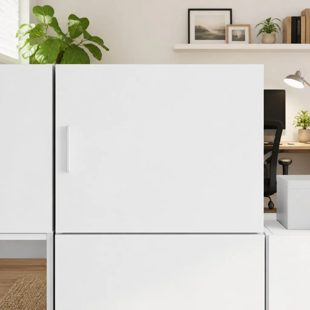 Floating White Wall Cabinet for Organized Living Spaces