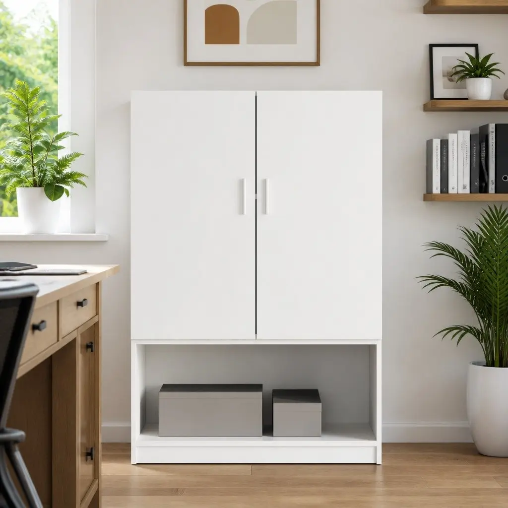 Wall Cabinet White Storage Furniture Engineered Wood Hanging Mounted Organizer