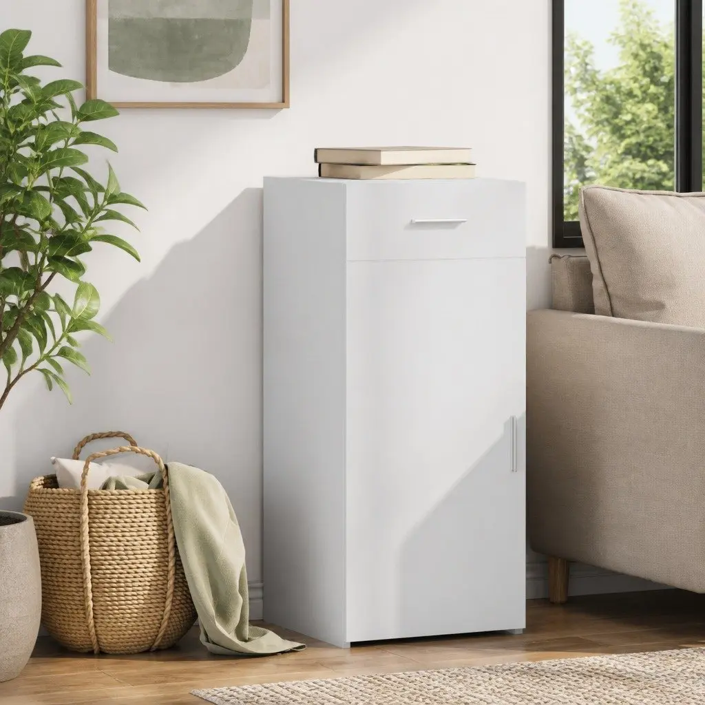 White Sideboard Storage Cabinet 40 x 42.5 x 93 cm Engineered Wood