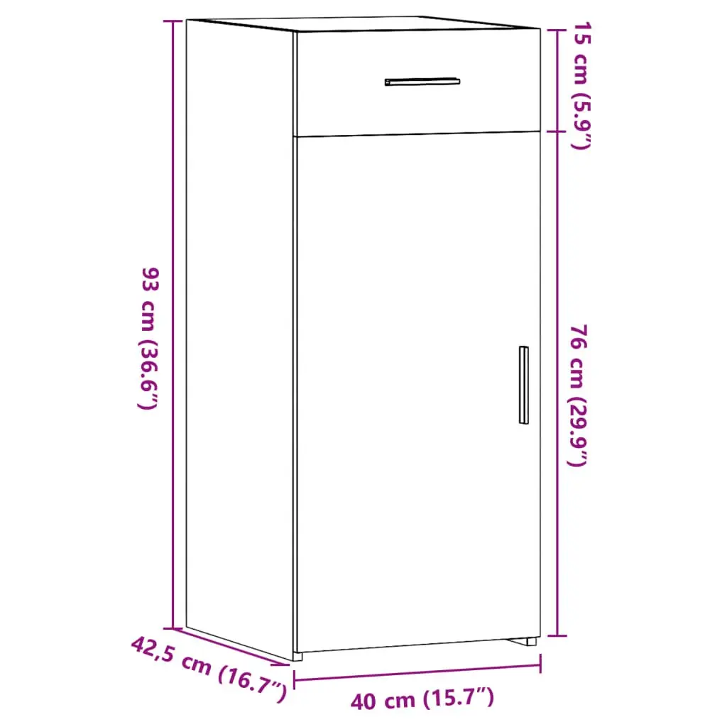 White Sideboard Storage Cabinet 40 x 42.5 x 93 cm Engineered Wood