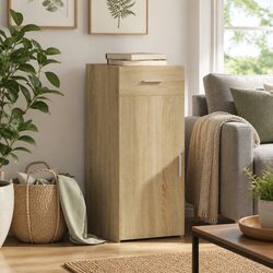 Warm Brown Engineered Wood Sideboard with Storage