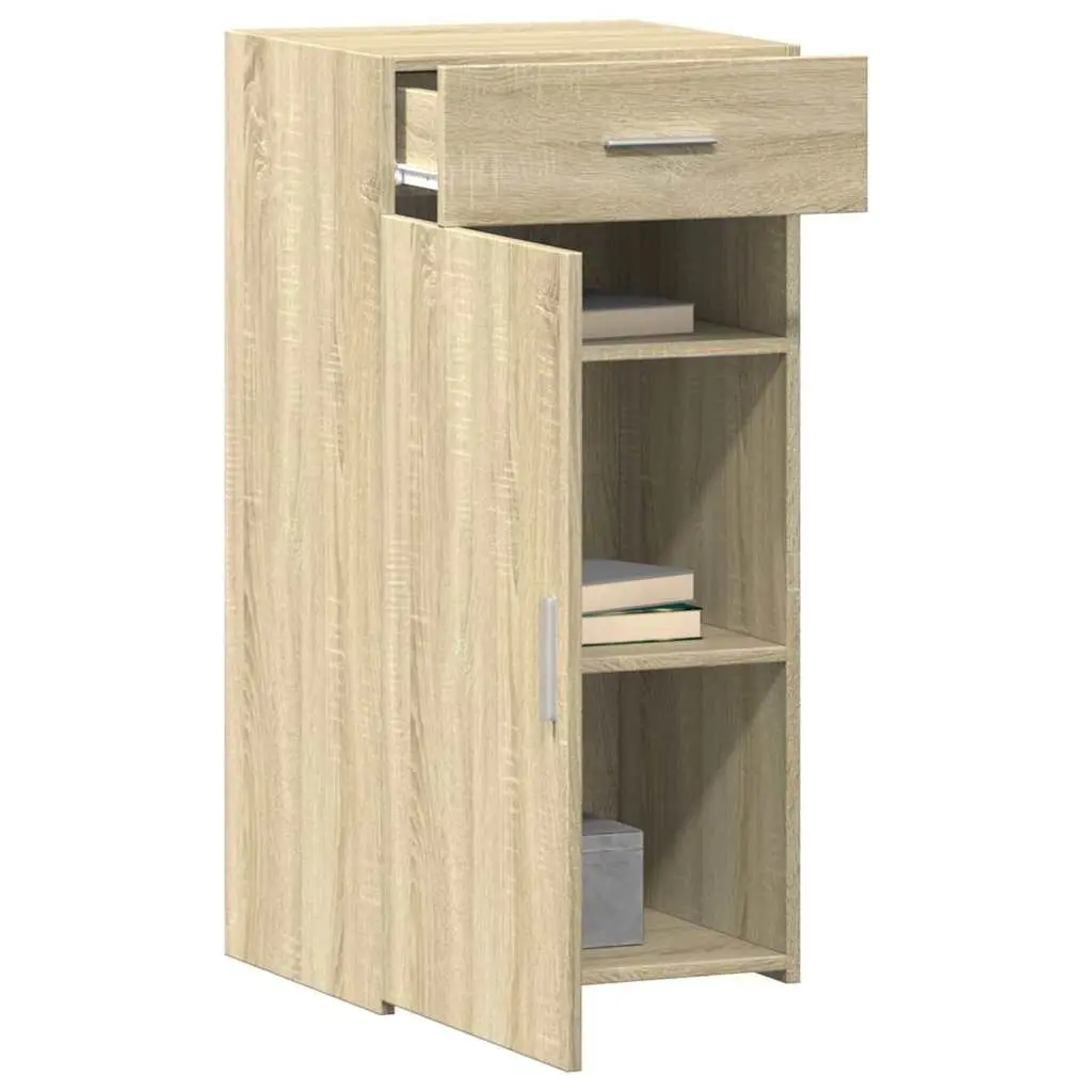 Brown Engineered Wood Sideboard with Cupboard and Drawer