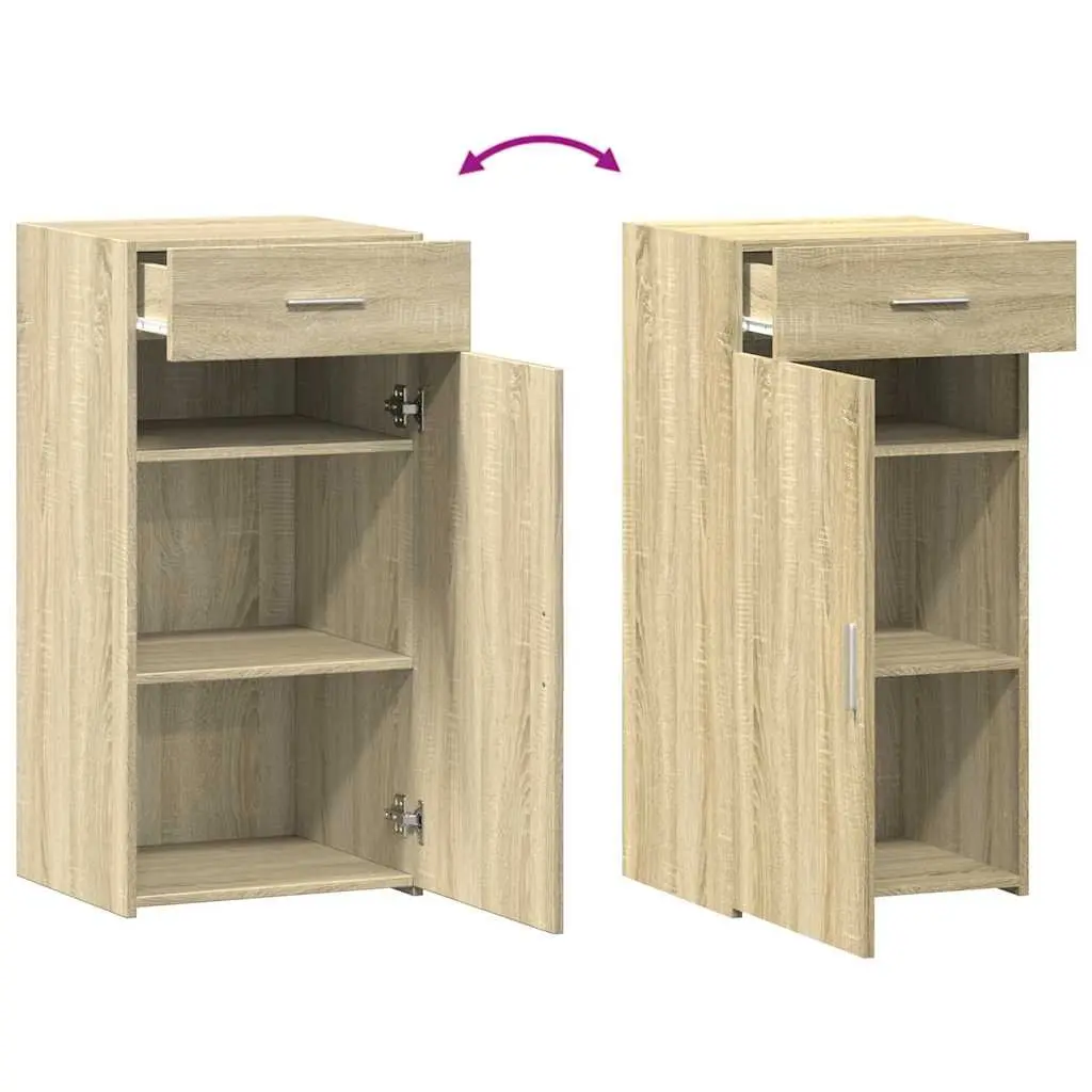 Brown Engineered Wood Sideboard with Cupboard and Drawer